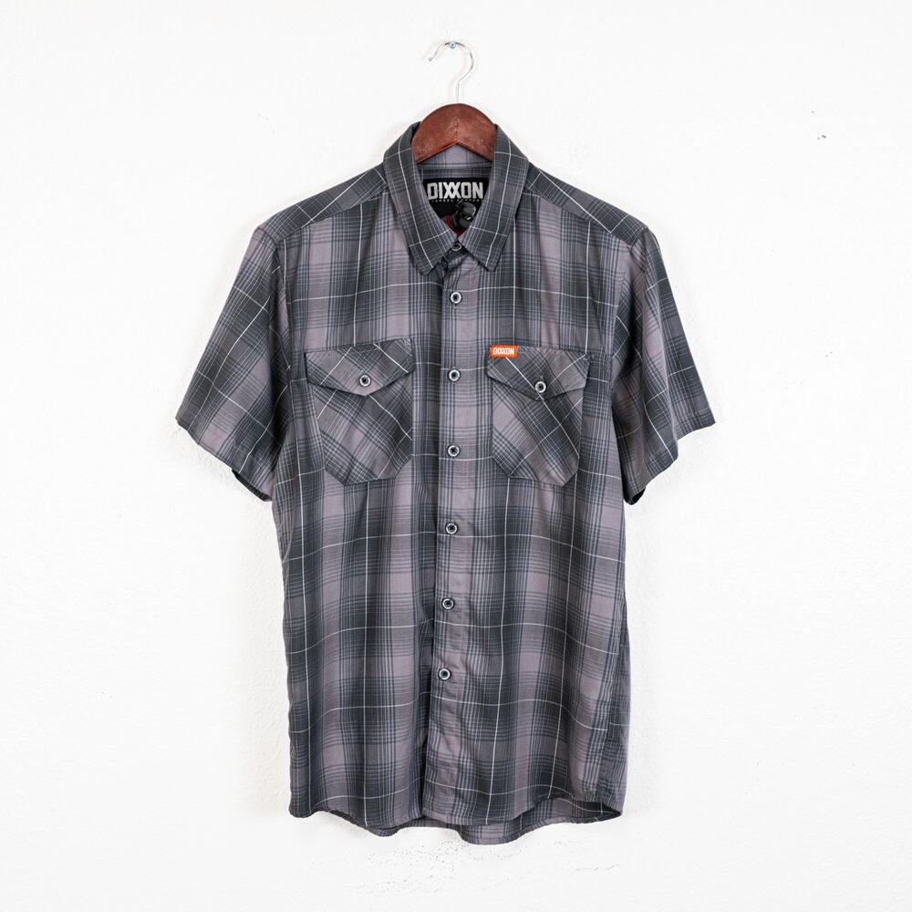 Dixxon Flannel Company Alloy Bamboo Shirt Gray Plaid short sleeve sz Small